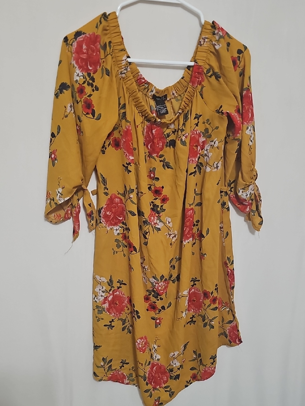 Rue21 Mustard Floral Off-Shoulder Mini Dress